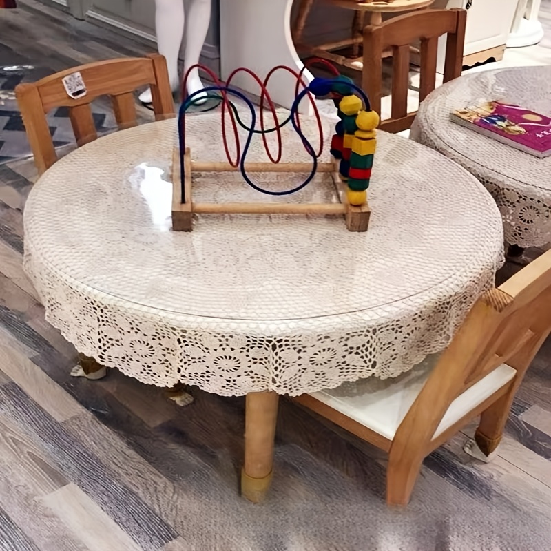 elegant handmade crochet lace round tablecloth polyester intricate hollowed out design for sofa backrest and coffee table cover adds   to home decor home decor accessory intricate lace design polyester lace lace fabric