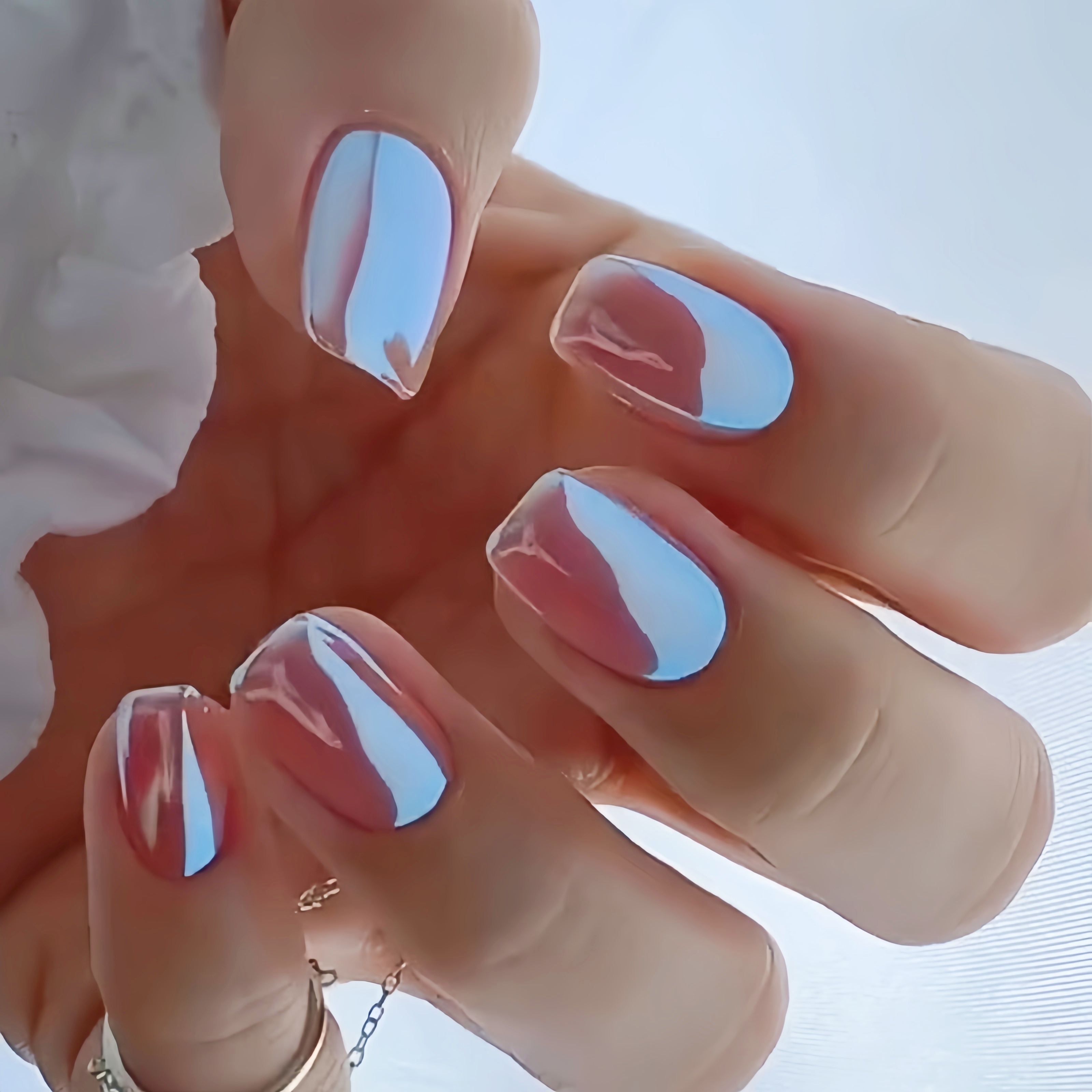 Aurora Marble Chrome Nails