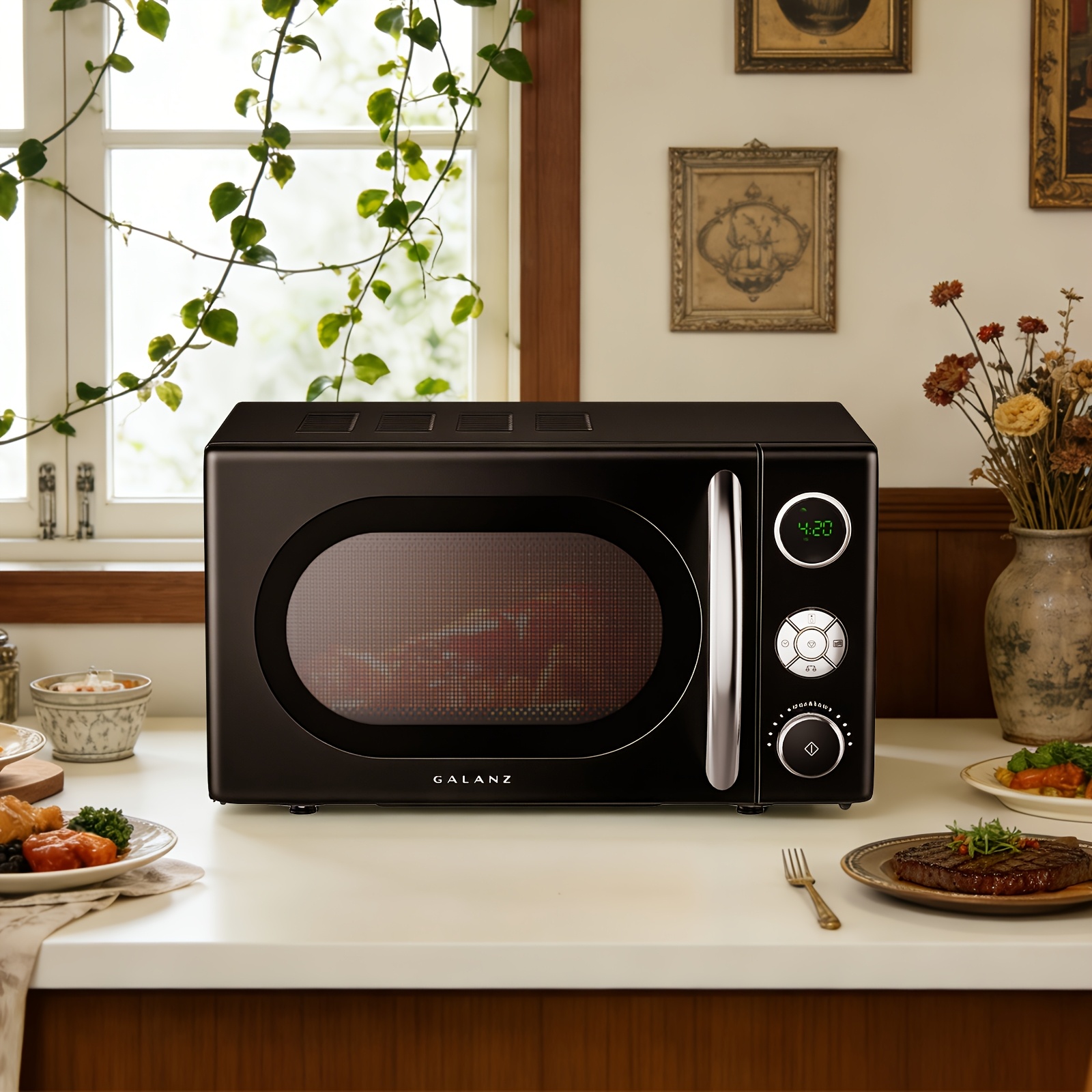Galanz 20l Large Capacity Retro Microwave Oven, Efficient Heating, Six-, Intelligent Defrosting, Fermentation, With Digital Display, Microwave Oven, Small Apartment Dormitory Special, Does Not Space