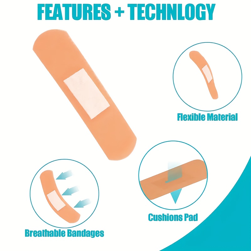 40-Pack PE Soft Adhesive Bandages, Waterproof Breathable Assorted Styles with Pads for Wound Care