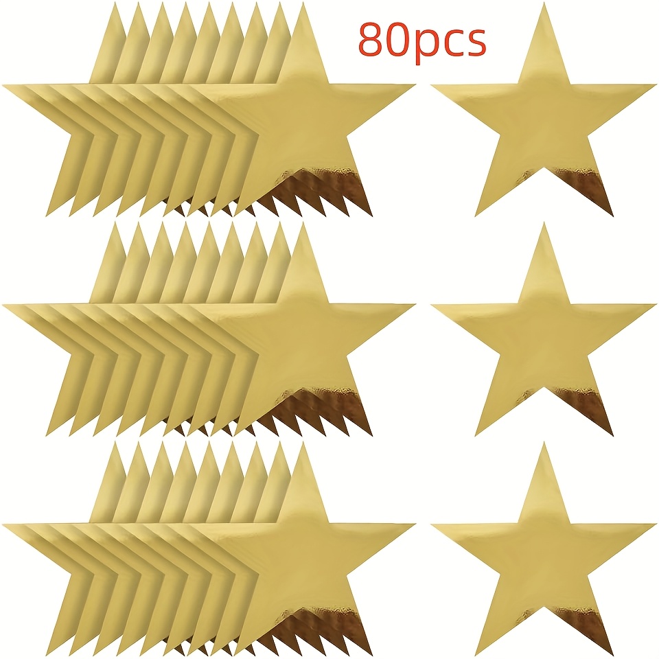TEMU 80 pièces Étoiles Dorées Découpées Papier Élégance 6 Pouces Décorations Étoiles Pailletées Étoiles en Carton pour d'Affichage Mur de Classe Fête