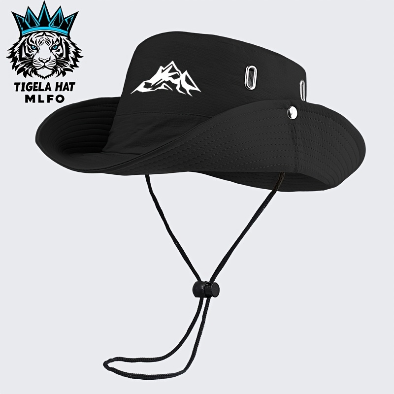 TEMU Cappello da pescatore ad asciugatura rapida con stampa tempesta di a tema . , traspirante, con tesa larga. una cinghia antivento e di