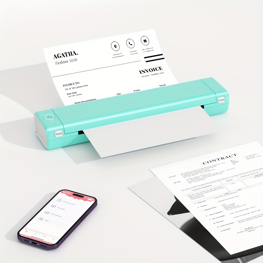 モバイルミニプリンター A4 熱転写 印刷 ポータブルプリンター 小型 白