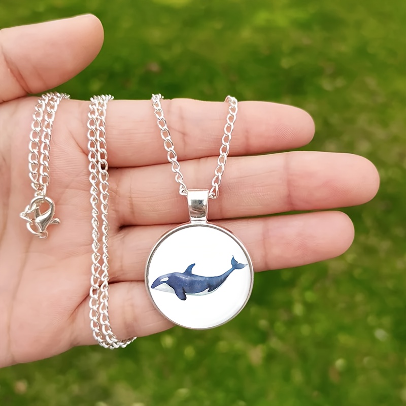 4pcs Minimalist Watercolor Whale Illustration Jewellery Set