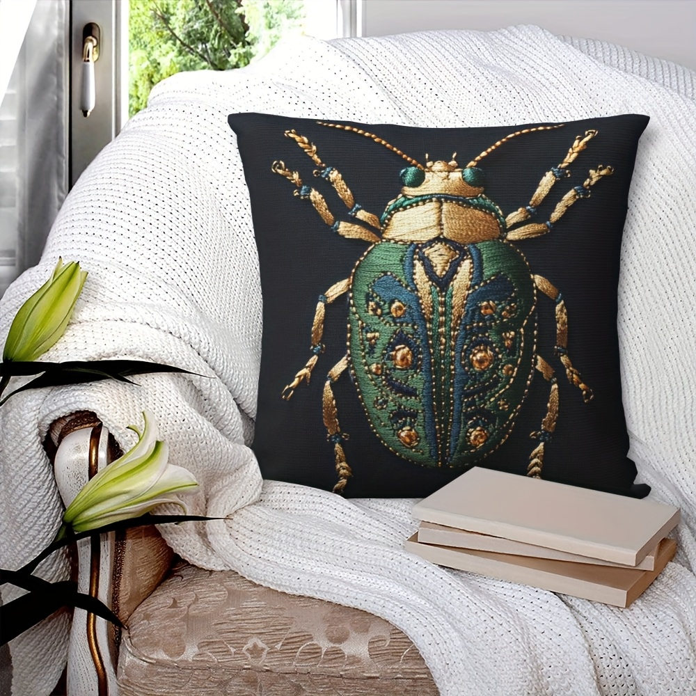 

1pc Throw Pillow Covers 18x18in, Green Jewel Velvet Pillowcase, Decor Throw Pillows For Bedrooms, Modern Lounges, Or Nature-inspired Decor