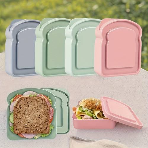 sandwich container lunch box sandwich container plastic toast shape food storage sandwich box with lid microwave and dishwasher safe suitable for family or adults colorful