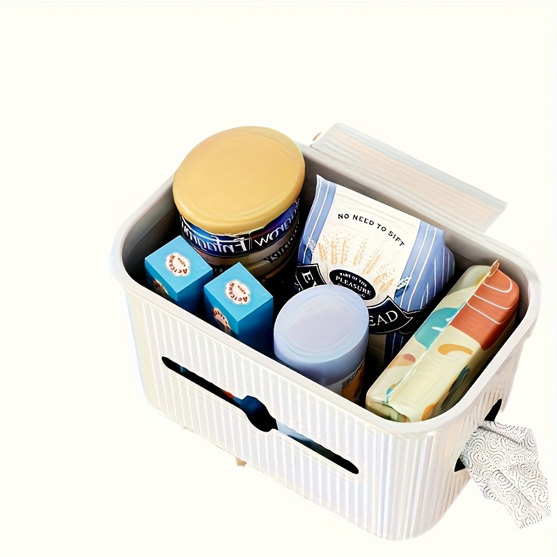 Image of White Plastic Bedside Hanging Storage Basket - No Drilling Required, Space- Organizer For Books, Snacks, And Essentials, Perfect For Small Spaces, Suitable For Families Of 10
