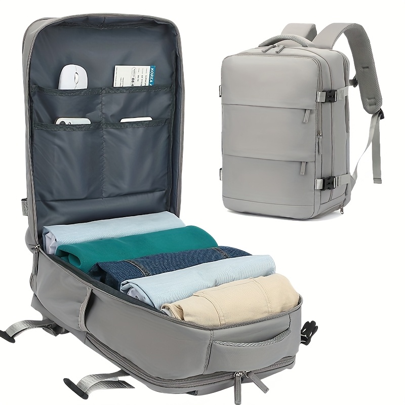 lightweight 40l airline approved travel backpack for 17 laptop compartment independent shoe storage adjustable straps multiple compartments durable polyester white travel luggage organized compartments professional luggage reinforced stitching college students Product details 3