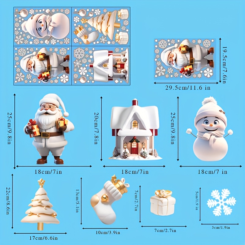 113 stuks kerst PVC statische raamstickers: Kerstman/Sneeuwpop/Peperkoek thema, herbruikbaar en residuvrij, geschikt voor thuis/kantoor/feestelijke decoratie