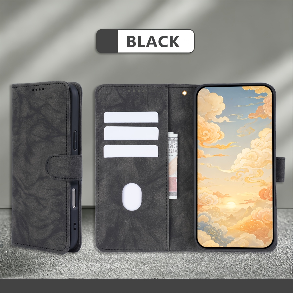 TEMU Phone Case - [for Phone Case] Compatible With Galaxy A26 5g, Flip Cover, Wallet Phone Case With Magnetic And 3 Card Slots. Anti-drop Full