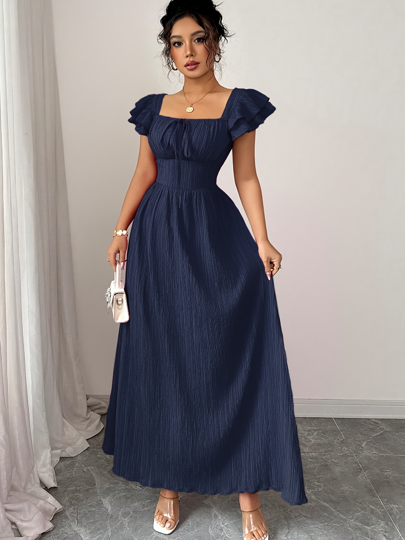 casual dress purple Plus Size Flutter Sleeve A-Line Dress | Superfit Hero | Plus Size Casual Dress with Pockets | Plus Size Summer Dress