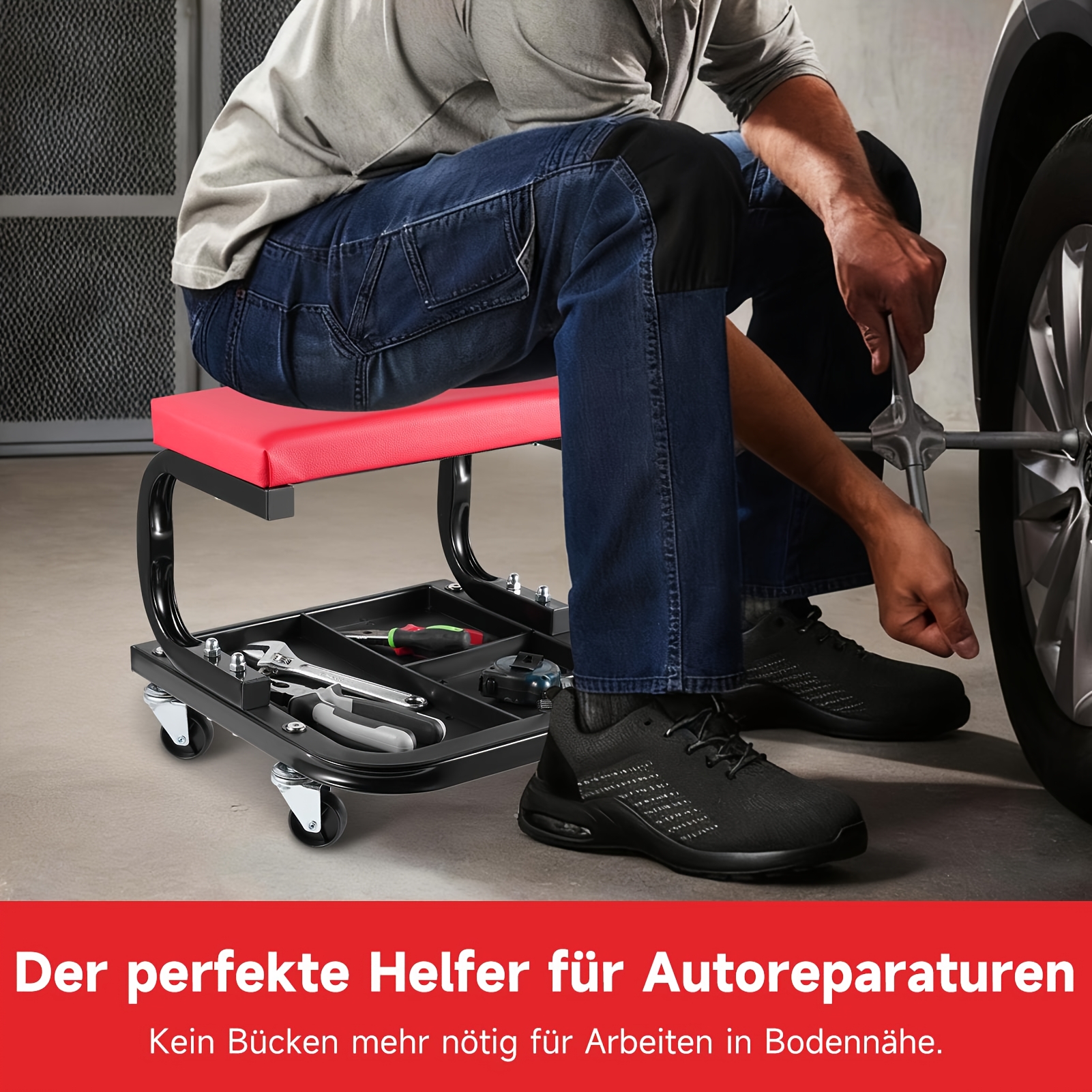 TEMU Stool, Mobile Storage Stool For Car Repair.