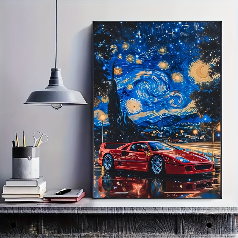 

Modern Abstract F40 Starry Night Canvas Poster - For Bedroom, Living Room, Kitchen, Dorm, - Ideal Summer Room Decoration, Aesthetic Room Decor