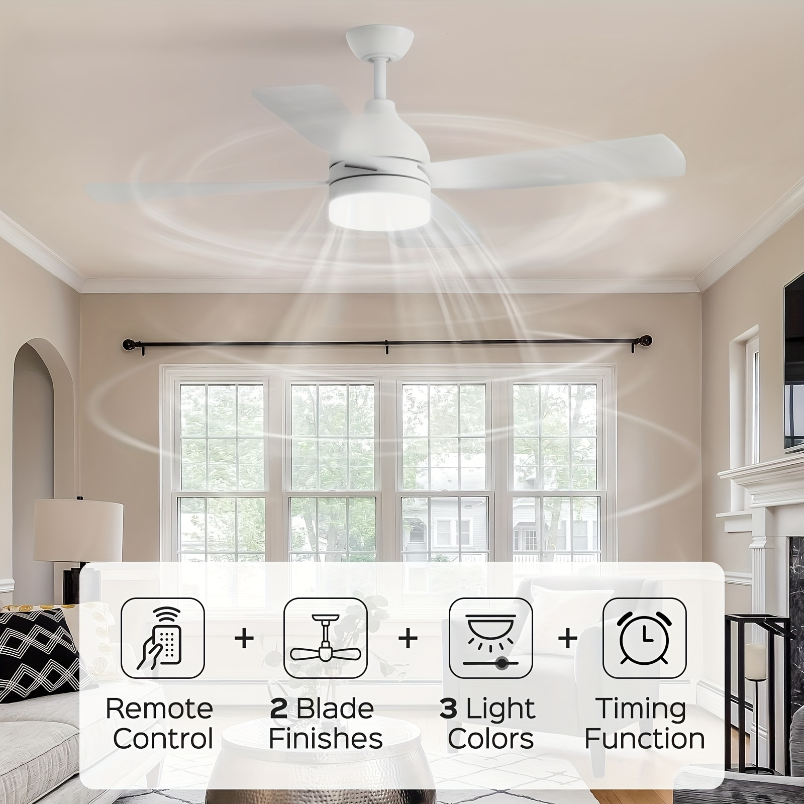 Modern Ceiling Fan With Led Light And Remote Control Quiet - Temu