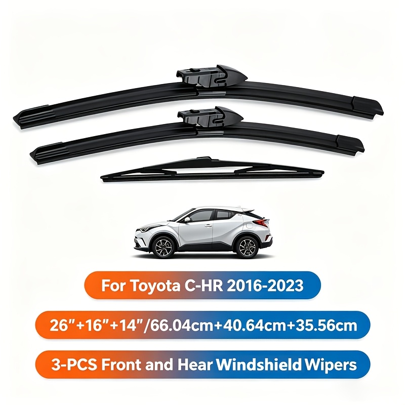 TEMU 3pcs Front Rear Windshield Wipers For C-hr 2016-2023, 26