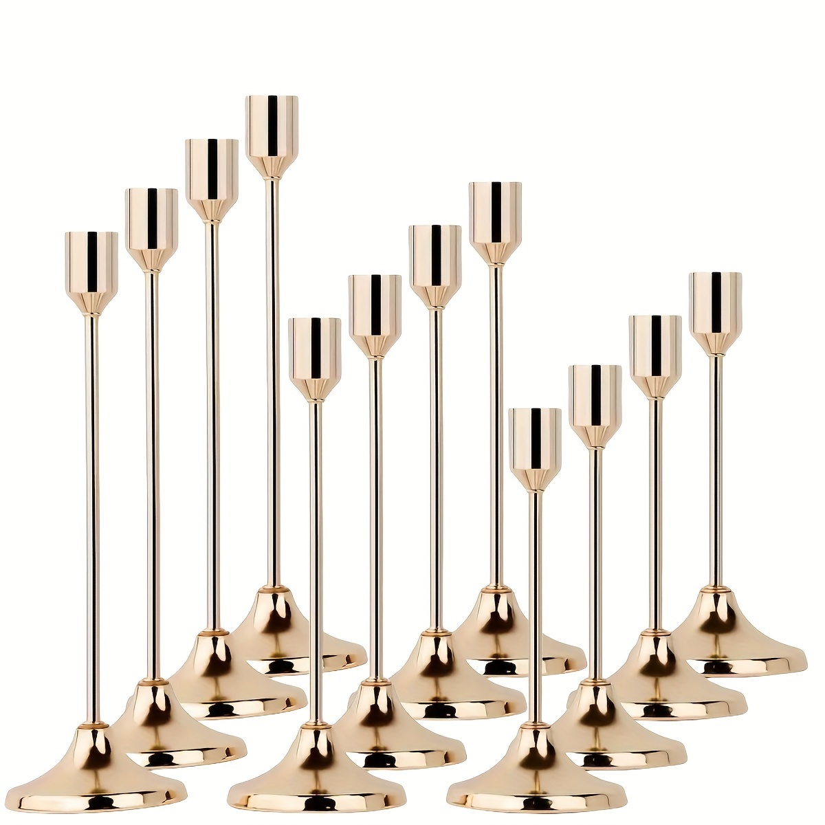 TEMU 12pcs Elegant Metal Candle Holders, Tabletop Decor For Christmas, Halloween, Romantic Dinners, Anniversary, Wedding, Home & Hotel Decoration,