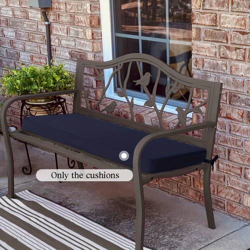 outdoor bench cushion waterproof patio furniture chair cushion high density 70d foam padding soft and comfortable garden sofa cover sofa replacement cushion with handle and adjustable straps blue