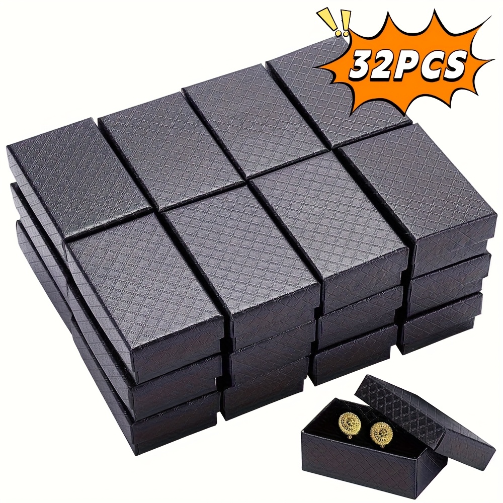 32 piezas de   para joyas, estuche rectangular resistente de cartón, ideal para anillos, aretes y collares