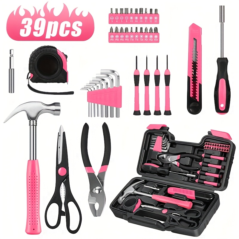 TEMU Designed Specifically For Women, The 39pcs Kit Includes Hand Tools Such As , Gauges And Screwdrivers. More Suitable For Women, Suitable For Diy Projects And , Day Gift