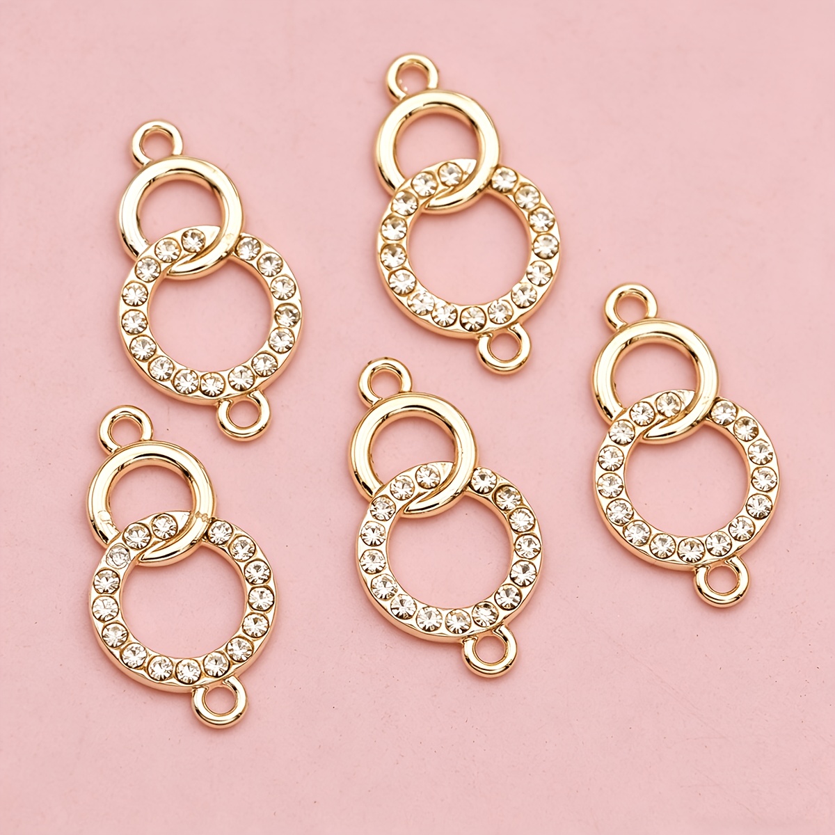 TEMU 5pcs Connecteur de Breloque Double Cercle pour la Fabrication de Bijoux Bracelet Collier Ajouts 24X13Mm