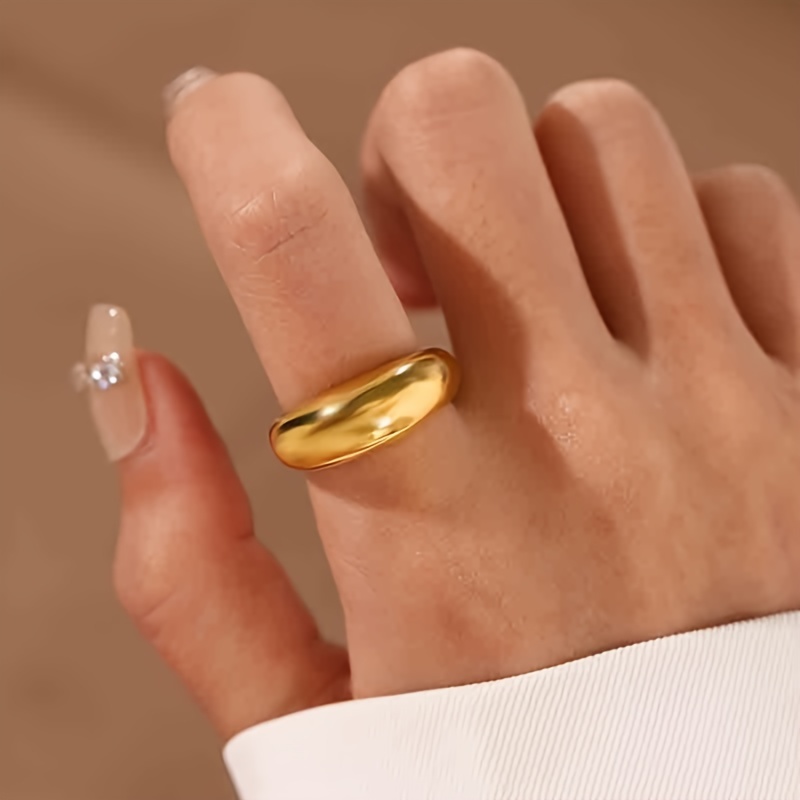 Stainless Steel Wide Band Ring for Women Minimalist Statement Ring
