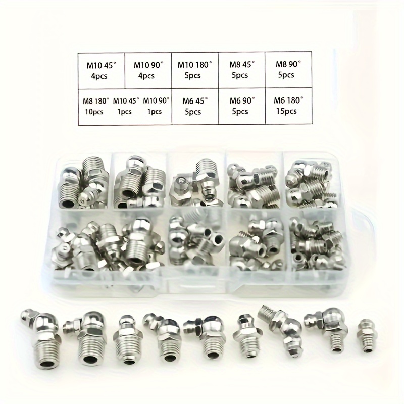 

60pcs M6 M8 M10 Straight Elbow Butter Nozzle Straight Elbow Butter Nozzle Group Straight Nozzle