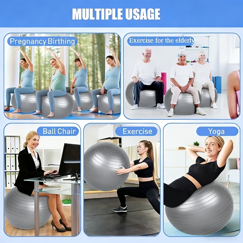 Large 45cm Diameter Pilates Fitness Ball with Air Pump - Gym-grade Balance Ball, Suitable for Fitness, Yoga, and Workouts