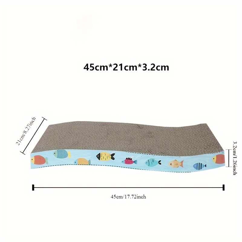 Image of Extra-large Durable Cat Scratcher Lounge - Corrugated Cardboard With Colorful Fish Pattern, Claw-friendly & No-mess Design, Includes Cozy Cat Nest - Ideal For Indoor Cats, Cat Furniture