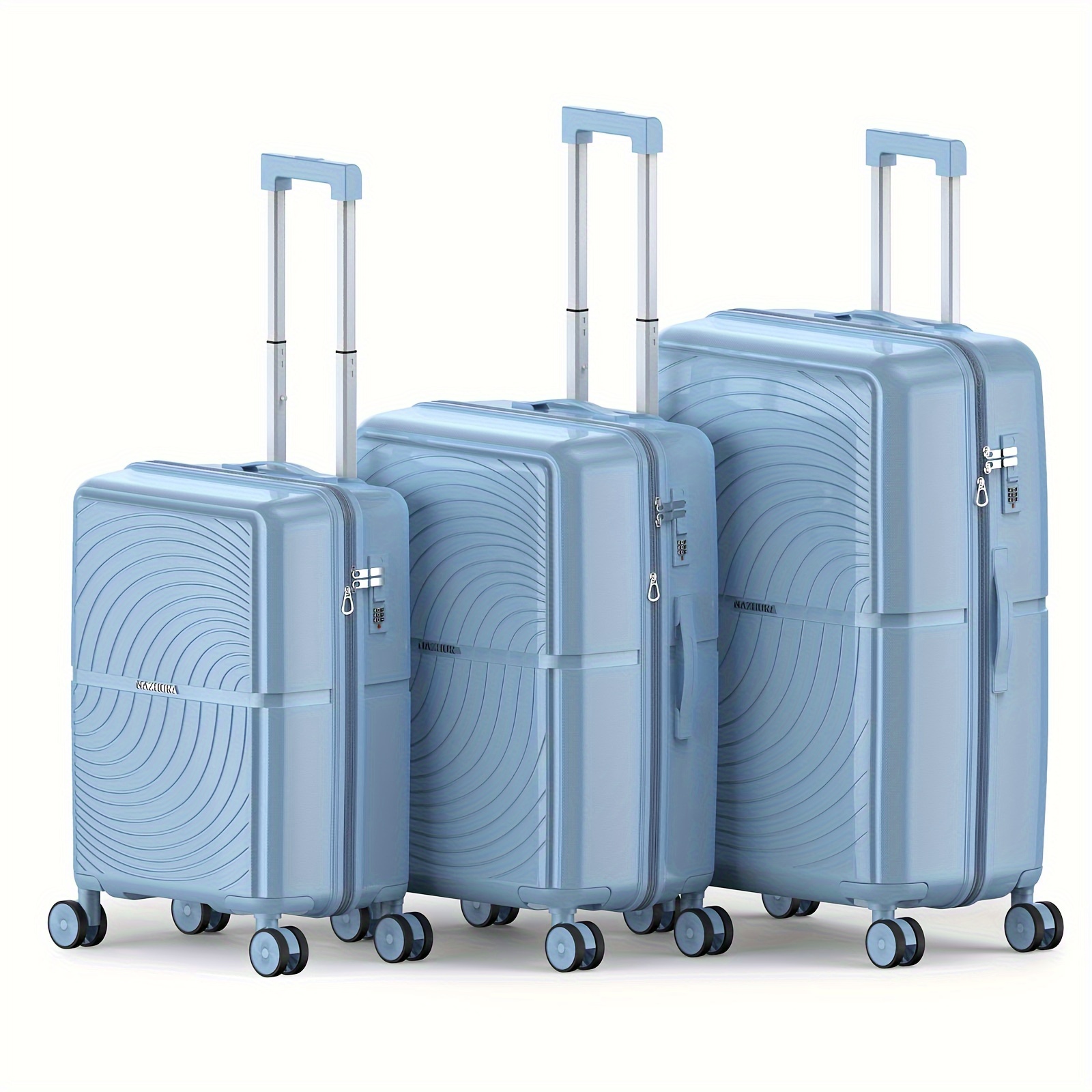 TEMU Set Of 3 Hardshell Suitcases With Spinner Wheels And Tsa Locks Includes 20", 24", And 28" Luggage For Short And Long Trips In 5 Colors