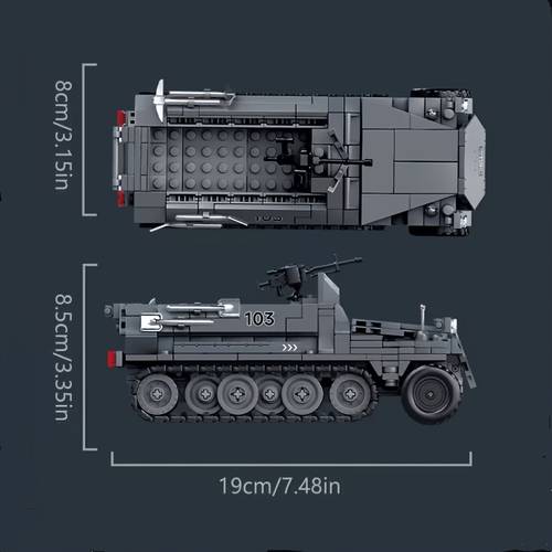 400-teiliges graues, halbriemenbesetztes panzerfahrzeug-modellbausatz, technische modellbausteine, jungen spielzeug, klassenpräsent, möbel-display-montage, lernbausteine, geschenk für freunde, halloween- und weihnachtsspielzeug, valentinstagsgeschenk, ostergeschenk