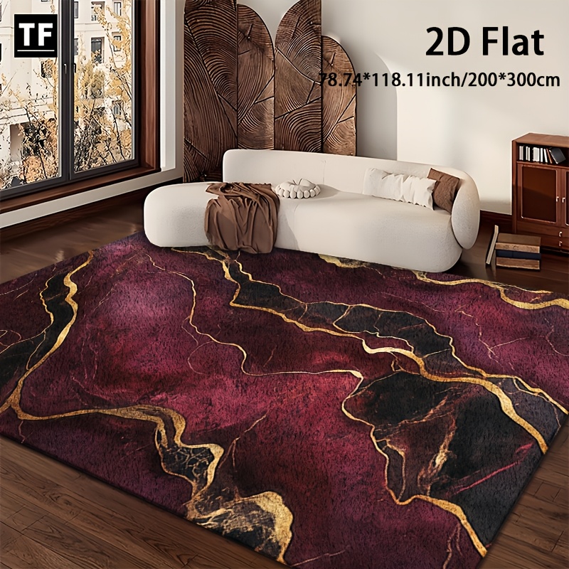 item picture velvet 850g per   anti slip dotted plastic backing 2d flat surface high definition pattern printing double locked edges area rug 1pc of   gilded marble patterned rug machine washable easy to clean non slip stylish floor