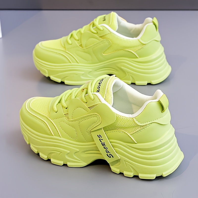 women's breathable running sneakers lace chunky platform Temu Oman