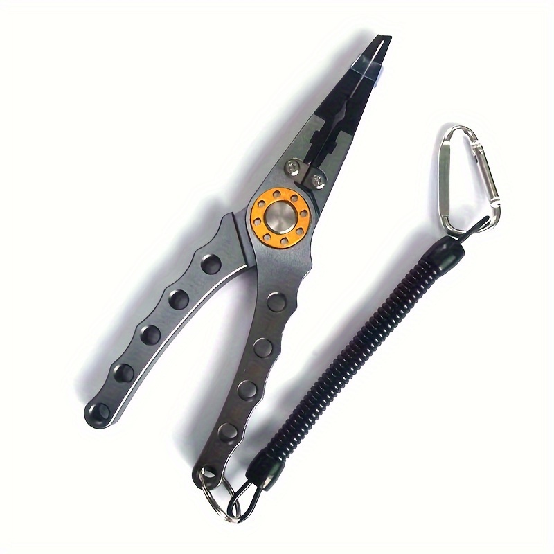 Lure Pliers Pull Wire Crimp Lead With Lanyard Aluminum Alloy Fishing Scissors Fish Control Device, Aluminum Alloy Die-casting Lure Pliers Portable Lock Fishing Pliers Fish Control Device Lure Plie