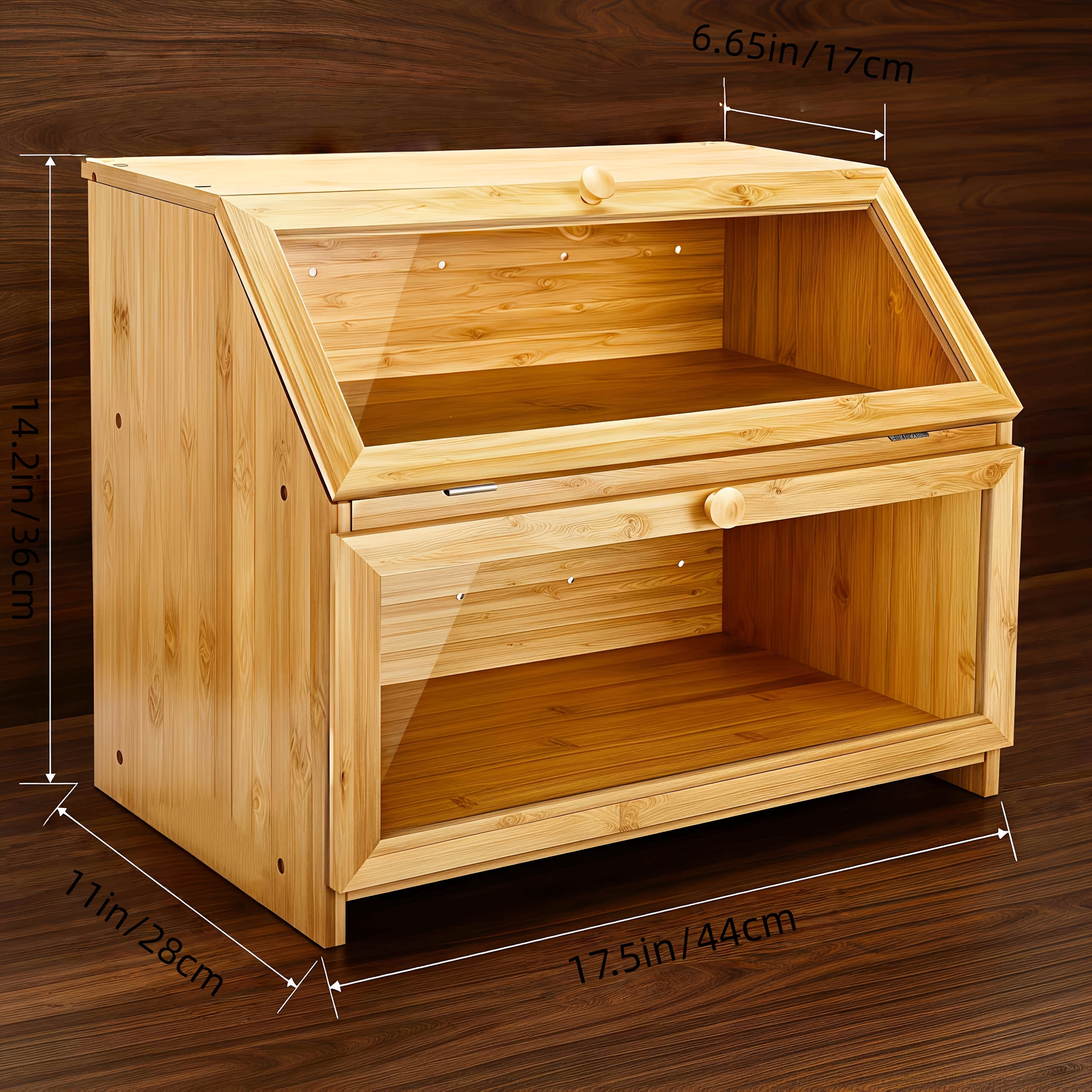 TEMU Double-layer Bread Box | Kitchen Countertop Food Storage Organizer, Suitable For Bread, Fruits, And Snacks | Suitable For Living Room, Kitchen, Pantry, And Dining Areas