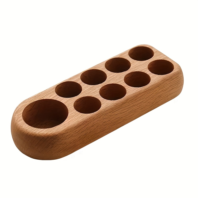 Image of 1pc Wooden Essential Oil Bottle Organizer, Multi-hole Essential Oil Display Rack, Desktop Essential Oil Storage Shelf, Essential Oil Display Stand, Essential Oil Bottle Organizer