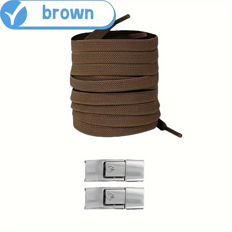 1 Pair Easy-Install Elastic Flat Shoelaces with Metal Buckles - No-Tie, Lightweight & Durable Polyester Blend - Ideal for Sneakers, Hiking & Casual Shoes - Handwashable, Shoe Accessories