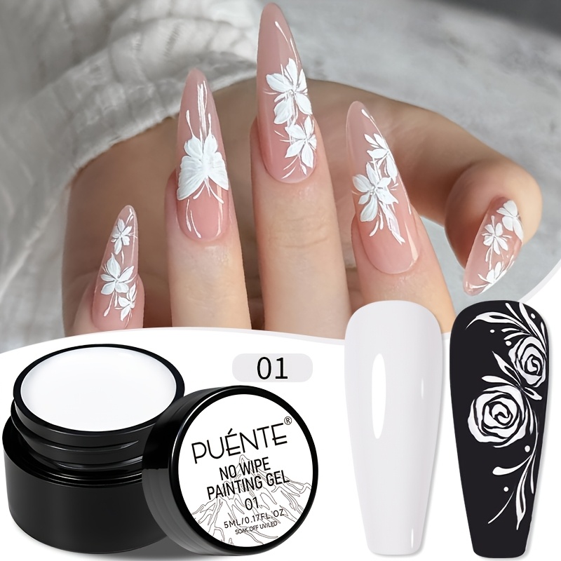 Image of 5ml Bridge No-wipe Painting Gel Nail Polish, Black White Red Green Colored Gel Polish For Drawing, Ombre, Chrome Design & French Nail Art, Soak-off /led Semi-permanent Varnish, For Home Nail Use