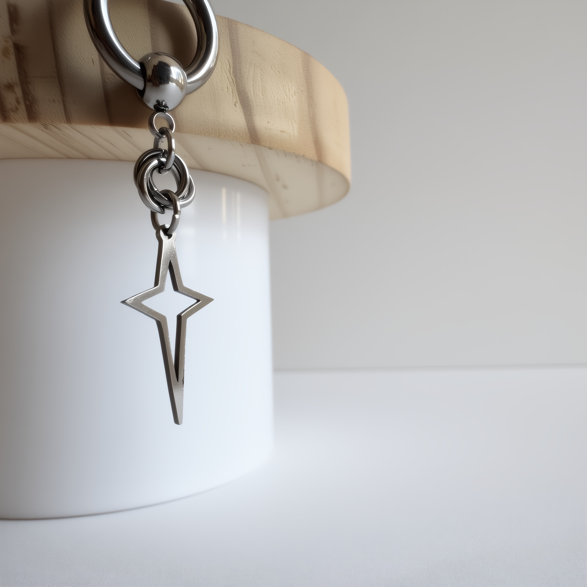 Women's Four-Pointed Star Chainmail Style Hoop Earrings