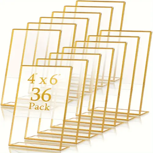 36pcs acrylic sign holders slanted back table number menu display stands clear flyer photo holder for weddings and offices vertical style 4x6 inch