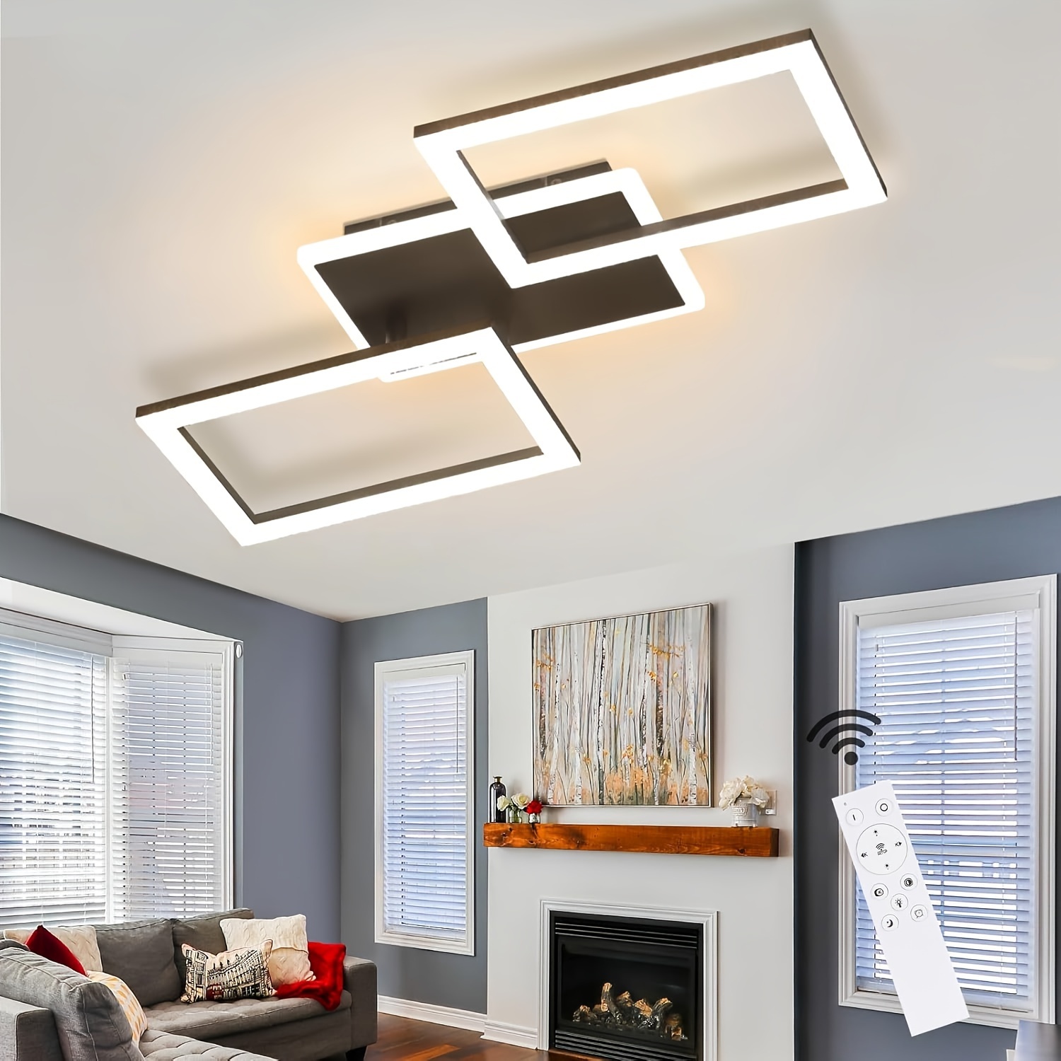 

Ceiling Light In - 46w, Dimmable With Remote Control For Living Room, Bedroom, Kitchen, Office & Hallway