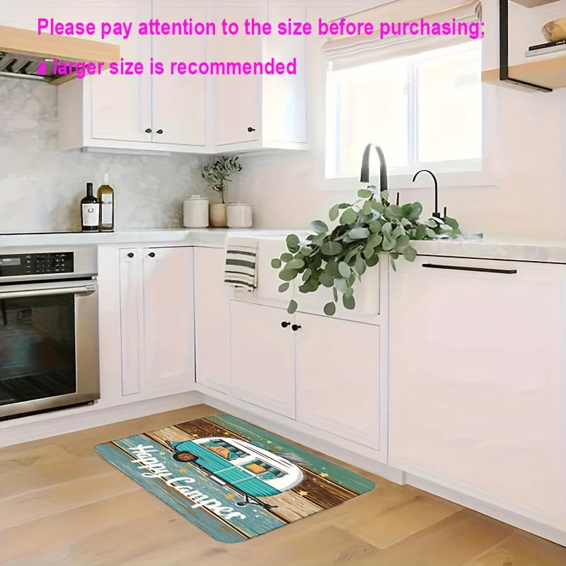 TEMU Text With A Vintage Trailer On Wooden Background Kitchen Mat Doormat â Soft, Absorbent, Quick-dry, Durable, Anti-slip, Washable And Easy To Mat