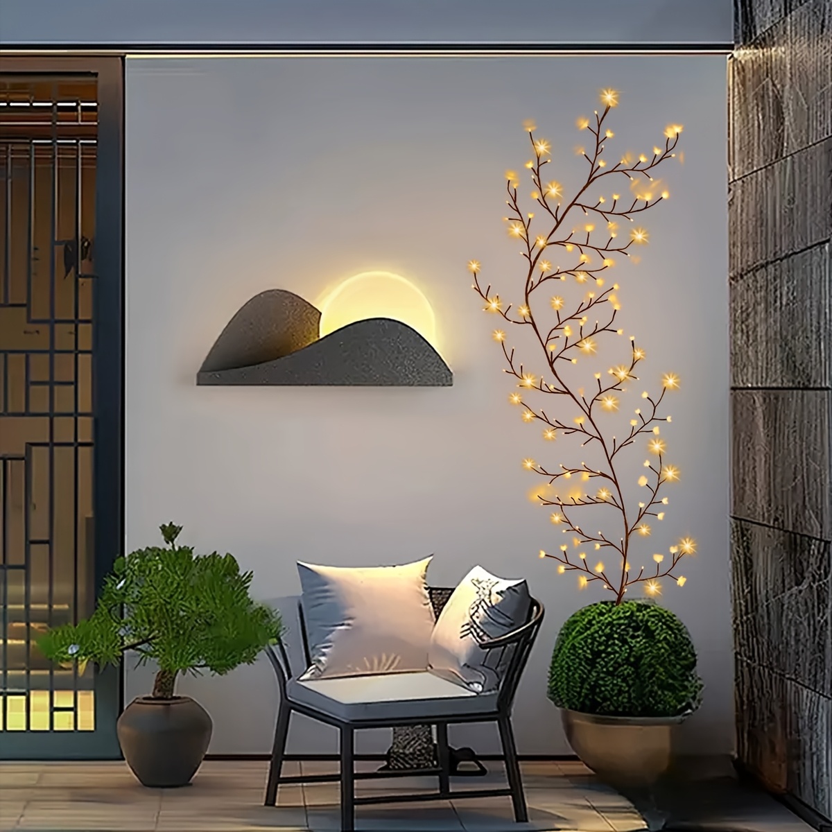 TEMU 1pc, Solar Branch Light 1.9m/6.23ft, 96led Solar Willow Vine Lamp, 8 Lighting , Artificial Plant Tree Branch Willow Vine Light For Home Wall,