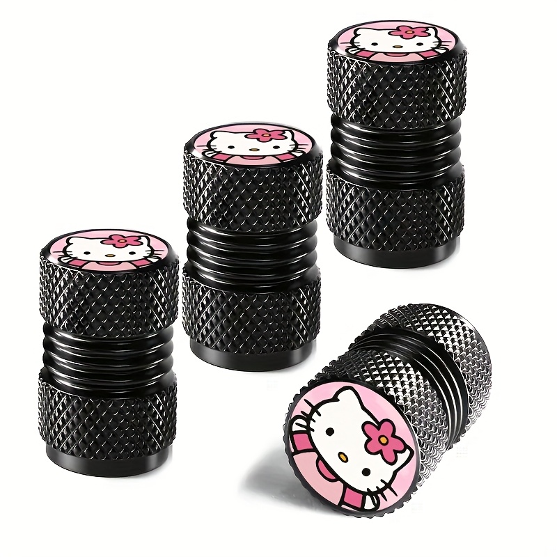 Image of 4pcs/set Creative Hello Kitty Tire Valve Caps Kt01, Car Tire Valve Cap Cover Valve Cap Chrome Plated Tire Cover For Auto Motorcycles Trucks Bikes, Grip & Durability, Auto Wheel Additions, Tire Caps