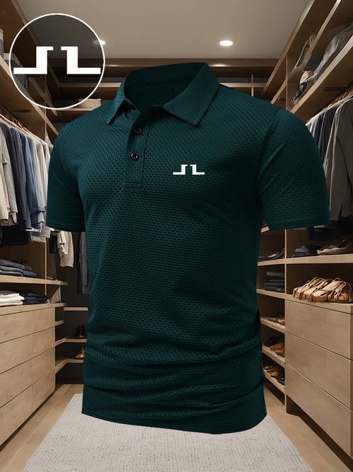 j mens outdoor golf equestrian casual short sleeve textured tattoo fabric mature mens business casual jacquard texture breathable and comfortable suitable for spring summer wearable as inner or outer