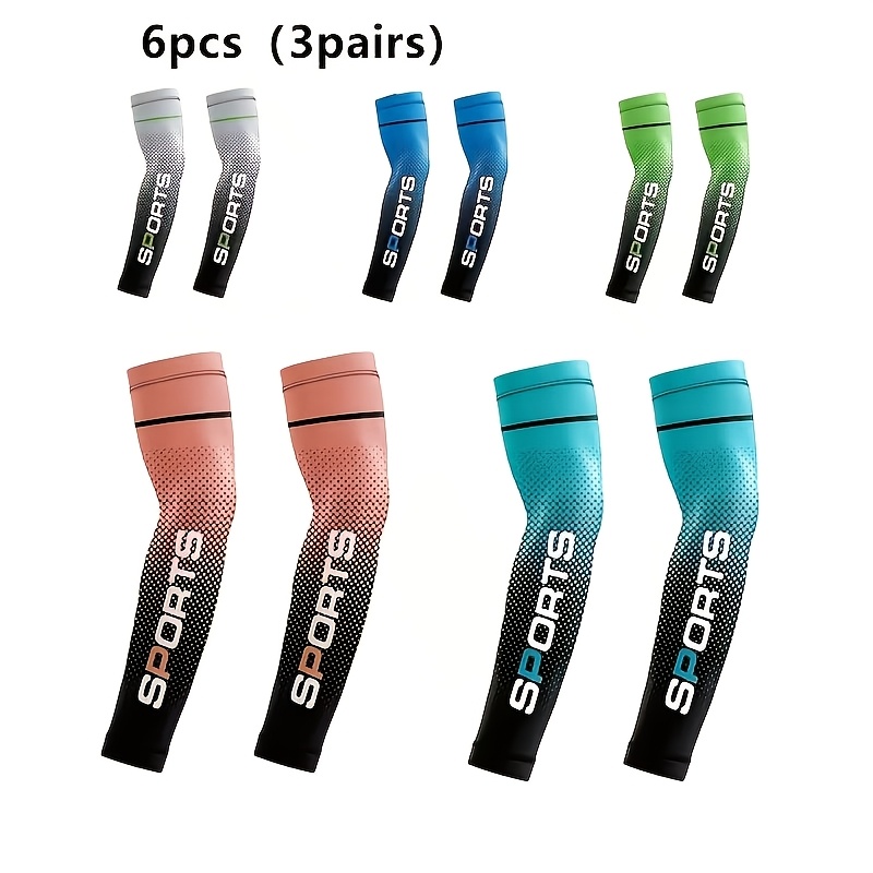 TEMU 6pcs Random Colors Cooling Arm Sleeves, Stylish Arm Protectors - Suitable For Outdoor Sports Such As Golf, Cycling, And Driving - Unisex, Ideal