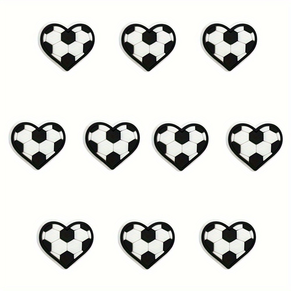Image of Set Of 10pcs, Made Of Pvc/plastic, Featuring A Love-shaped Football Design, Ideal For Additions With Loose Pen , Pen Not Included