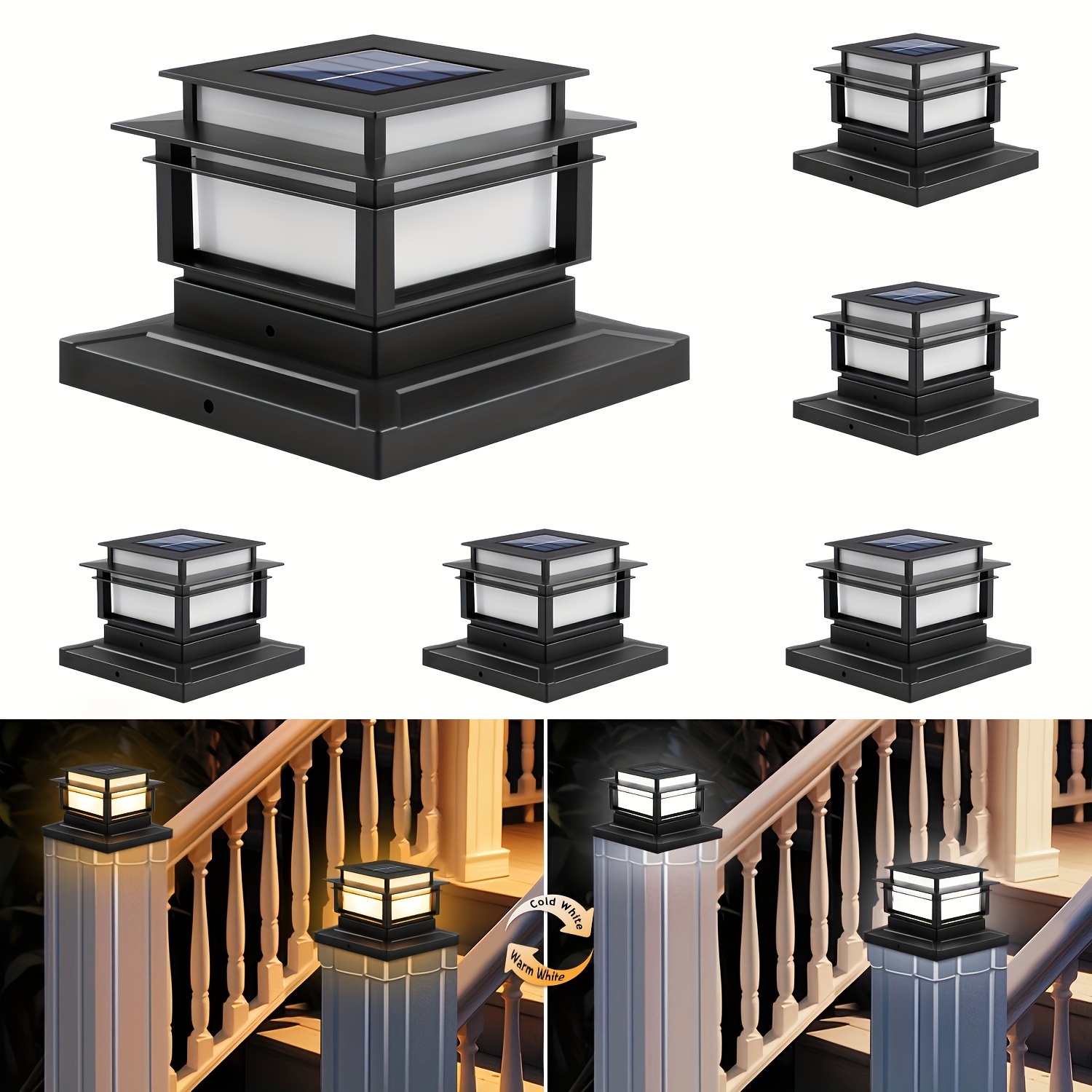 

Solar Post Cap Lights, Outdoor Bright Led Solar Post Lights Solar Fence Deck Light For Solar Light Garden Porch Patio Stair Decoration