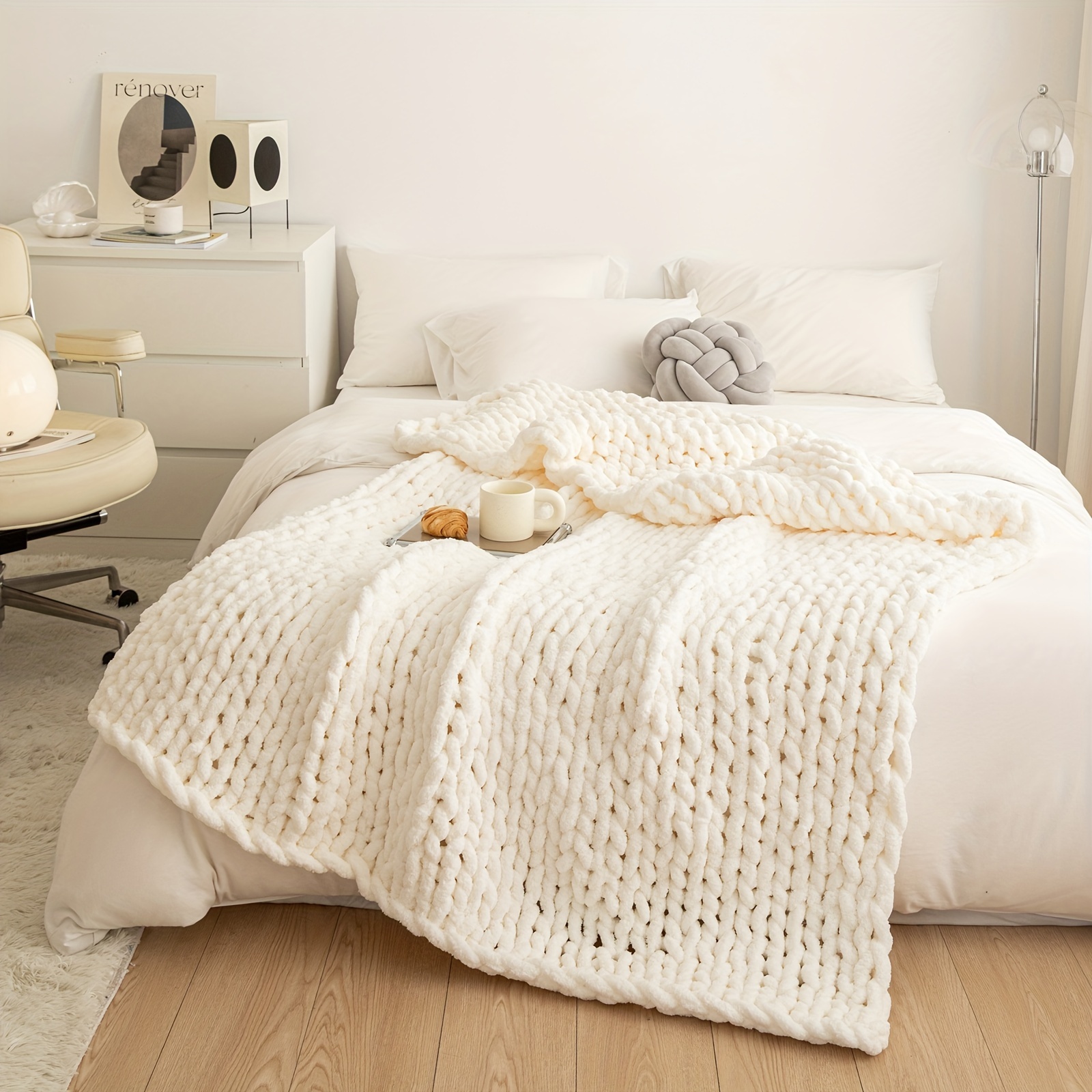 Knit Throw Large White Throw Blanket White Big Knit Blanket Chunky