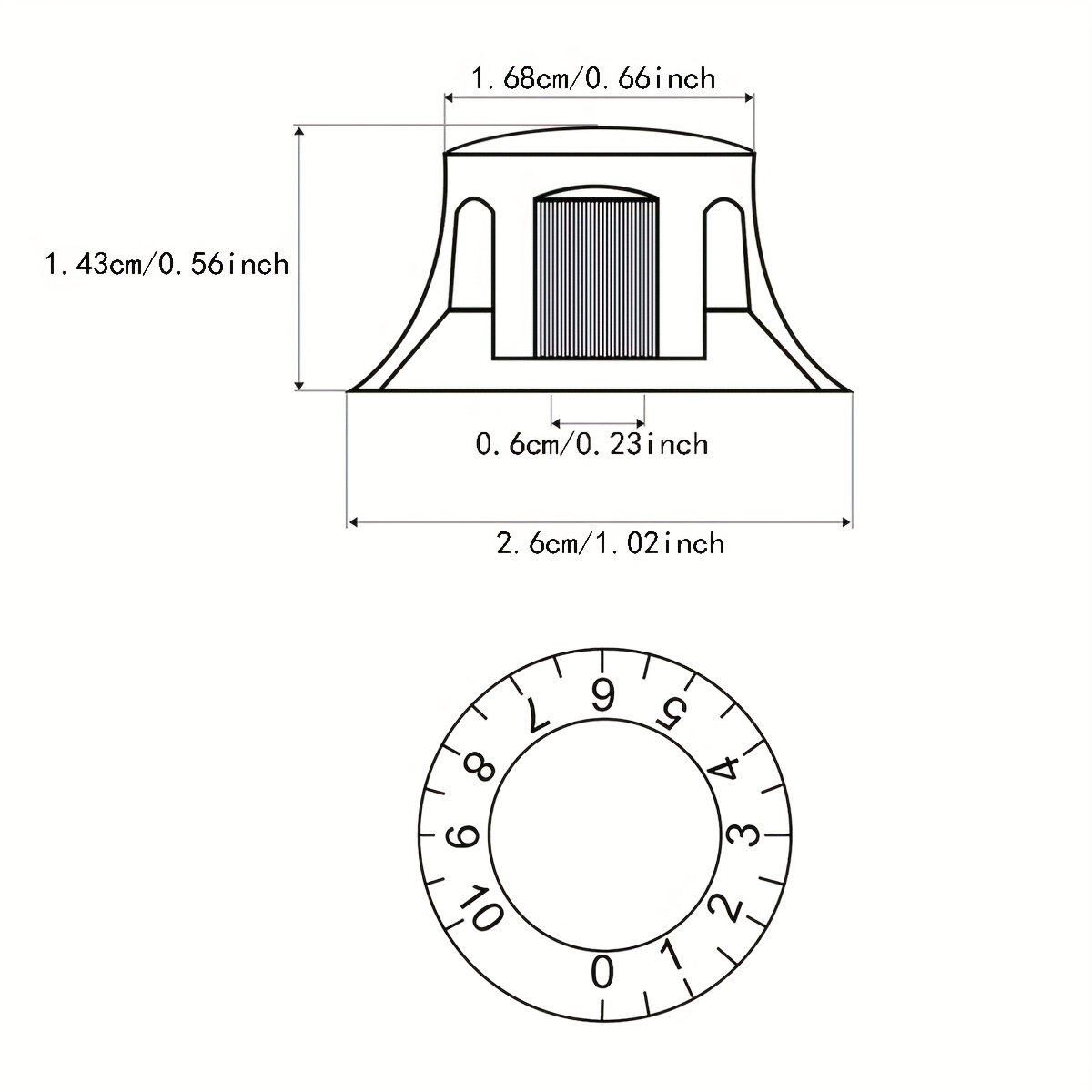 Transparent Black Volume Knob in The Shape of a Top Hat Shell