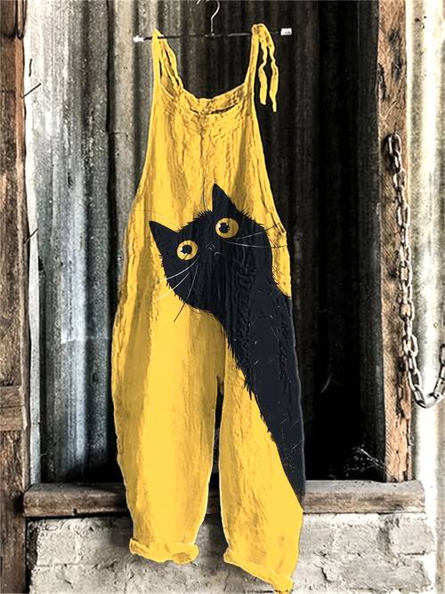 vintage style fashion suspender jumpsuit cat 005
